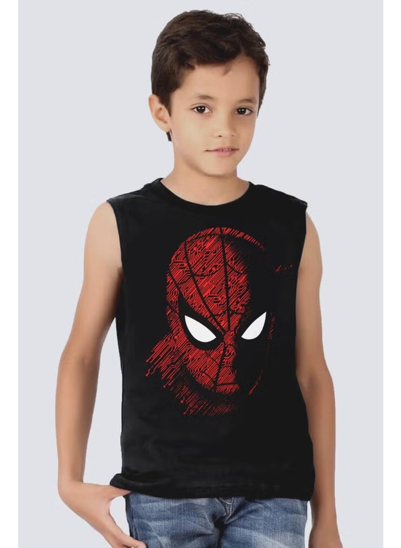 Rock&Roll Digital Spider Black Cutout Sleeve | Sleeveless Boy T-Shirt | Athlete - Image 1